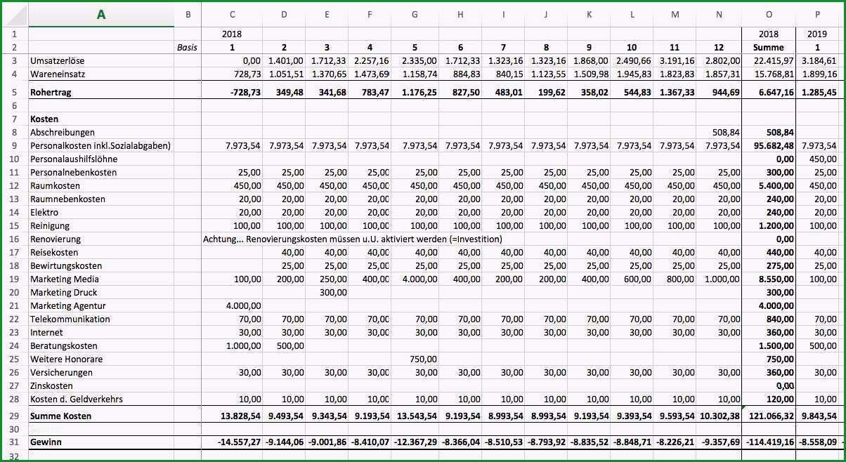 12 gewinn und verlustrechnung kleinunternehmer vorlage