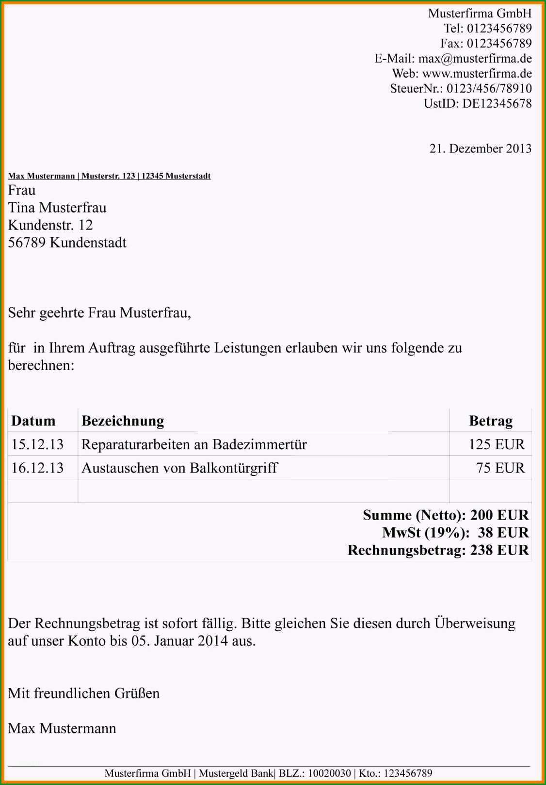 13 privatrechnung vorlage pdf