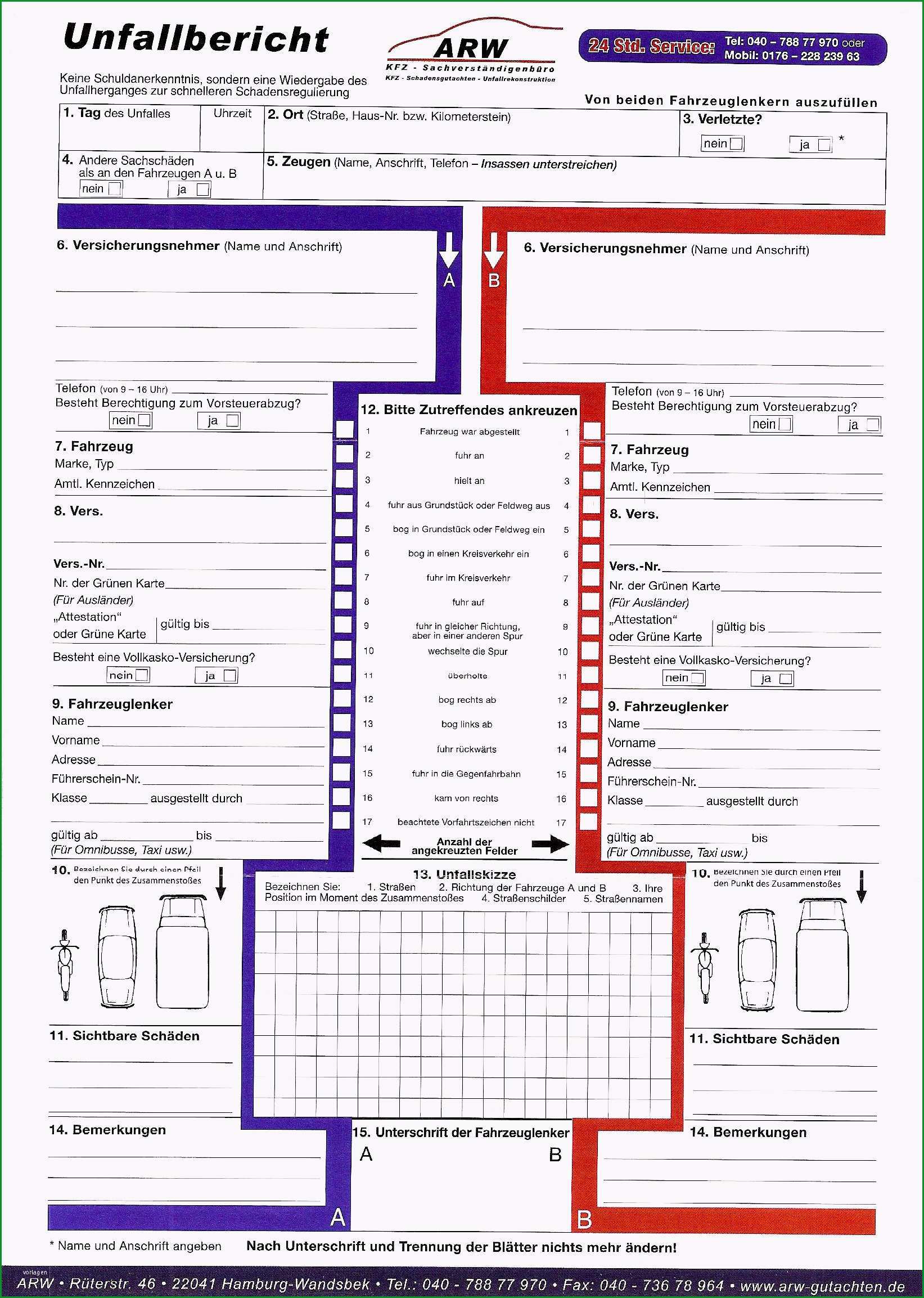 15 auto unfallbericht vorlage