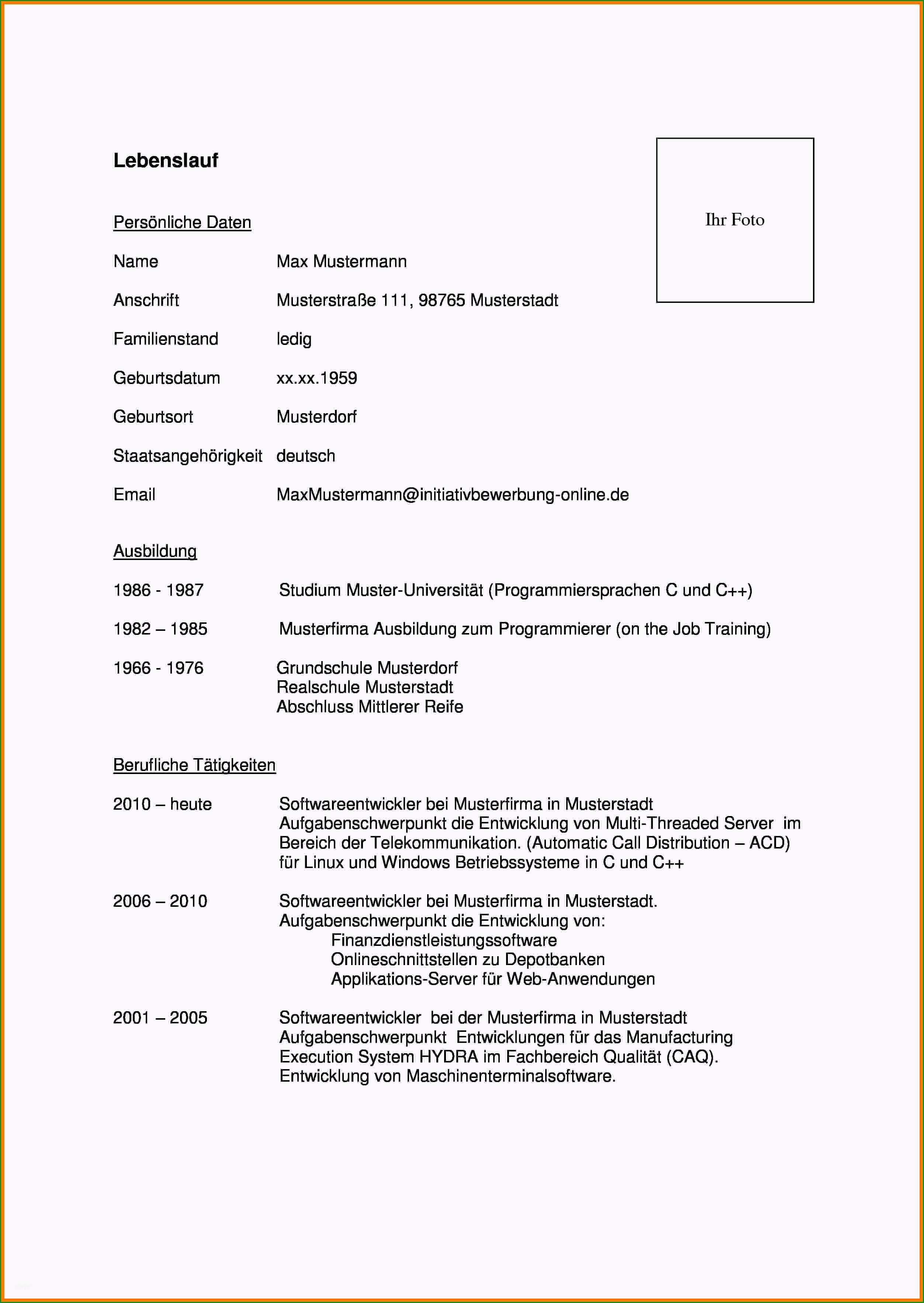 Atemberaubend 18 Lebenslauf Muster Schüler 2015