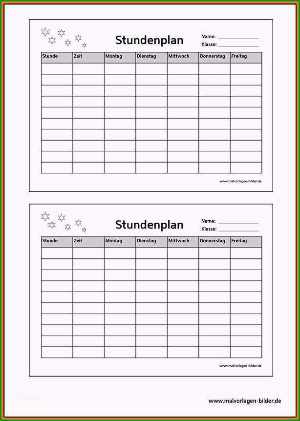 7 uni stundenplan vorlage