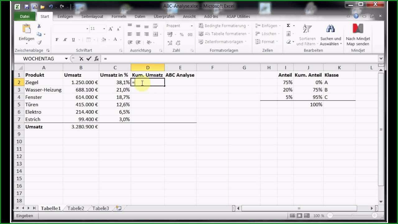 Atemberaubend Beispiel Abc Analyse Mit Excel 2010 Und 2013