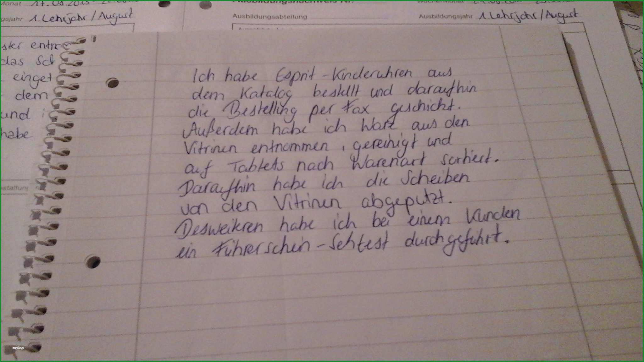 berichtsheft am pc schreiben vorlage wunderbar wochenbericht einzelhandelskauffrau im juwelier wie hort