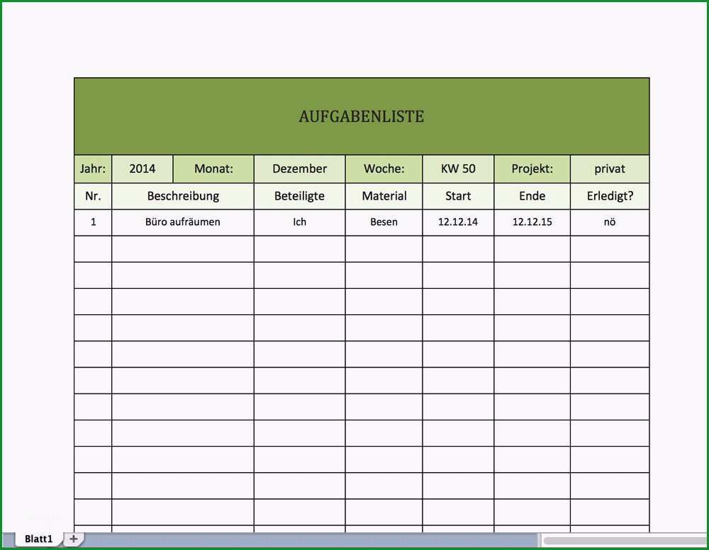 aufgabenliste excel vorlage