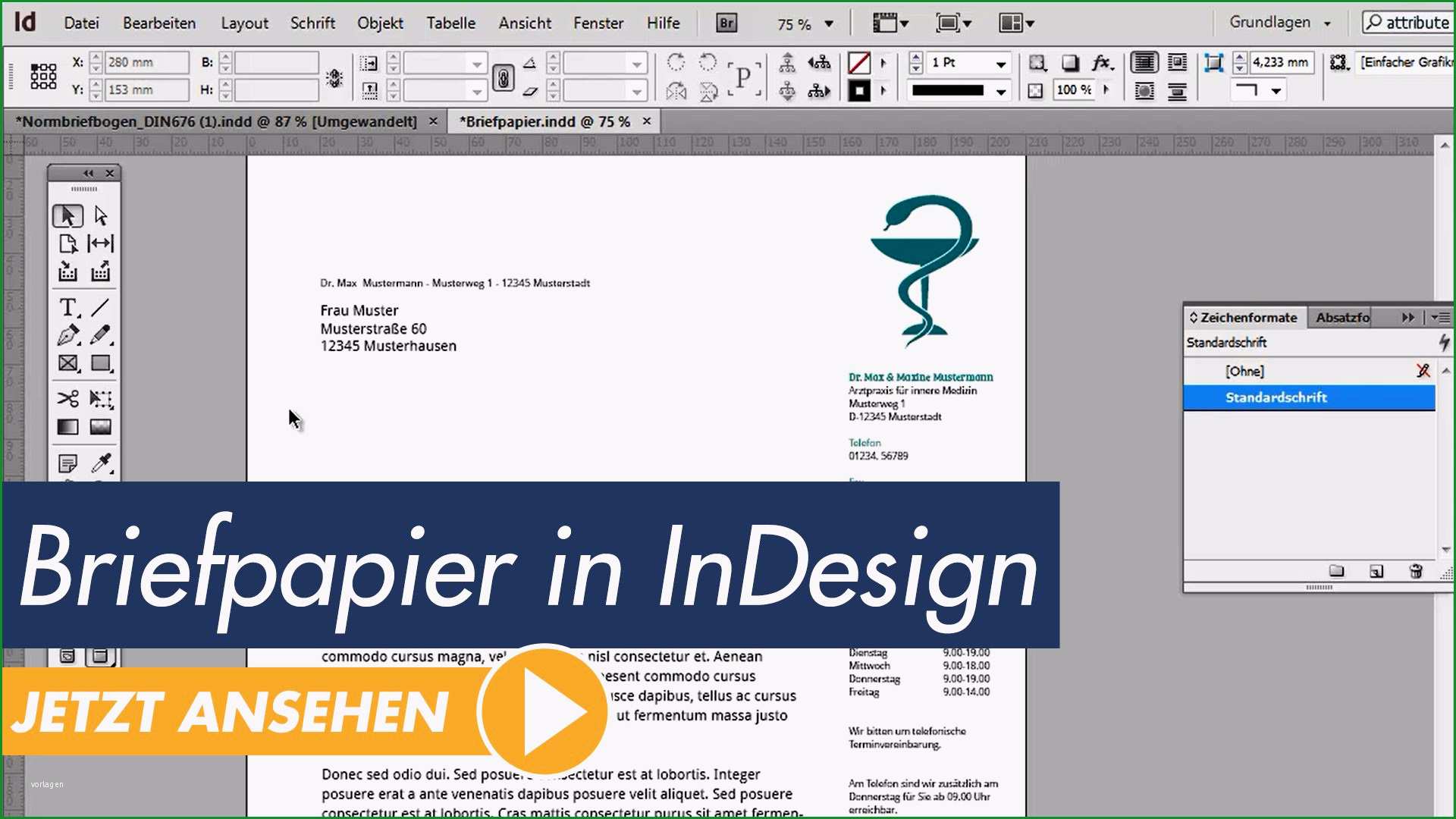 briefbogen vorlage indesign