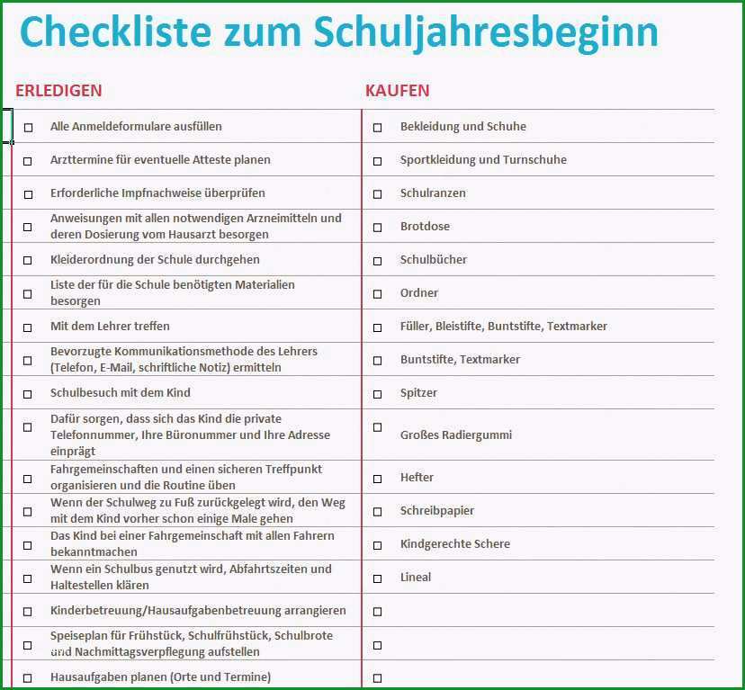 checkliste zum schuljahresbeginn