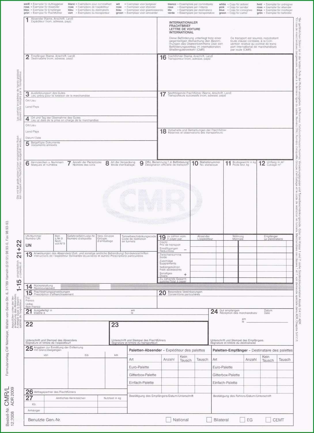 cmr frachtbrief vorlage word