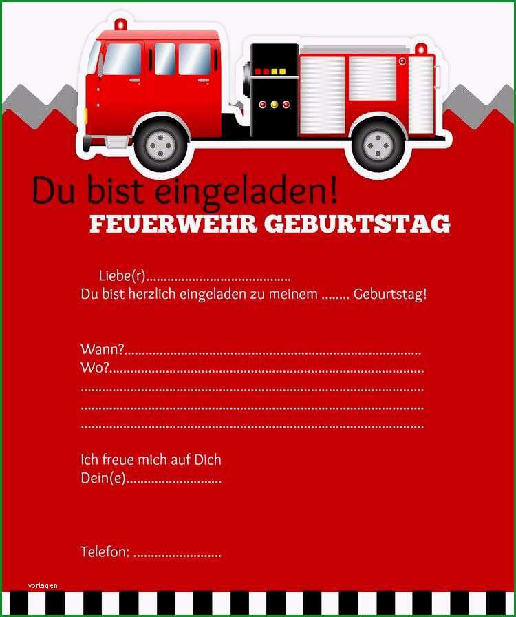 einladungskarte kindergeburtstag feuerwehr basteln