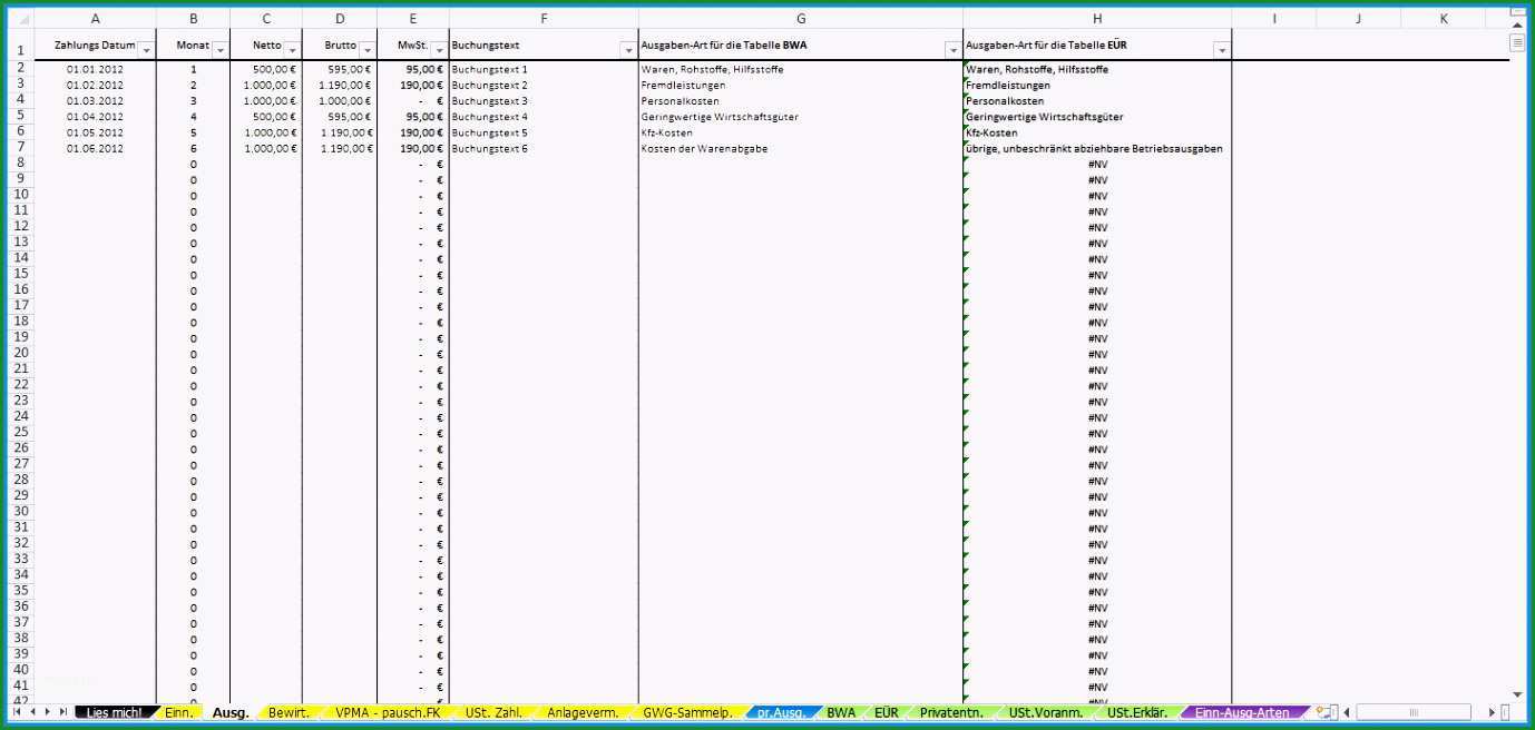 einnahme überschuss rechnung excel kostenlos