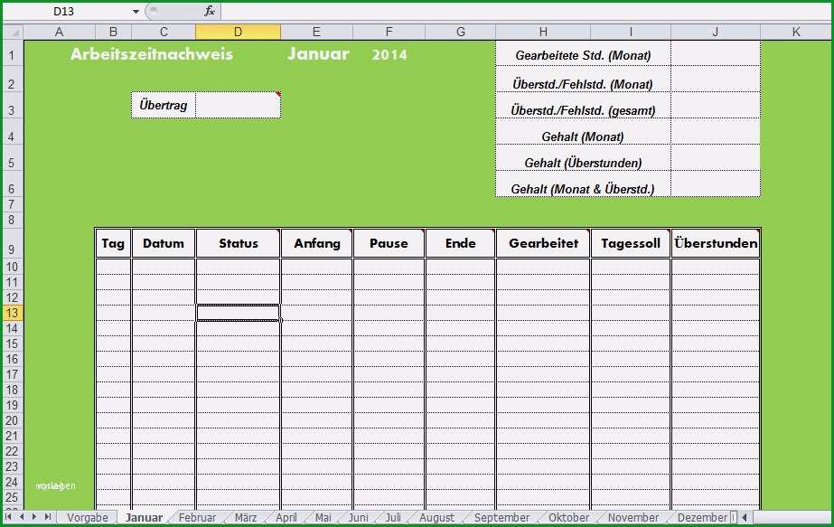 excel tabelle vorlage erstellen luxus arbeitszeitnachweis vorlage mit excel erstellen fice