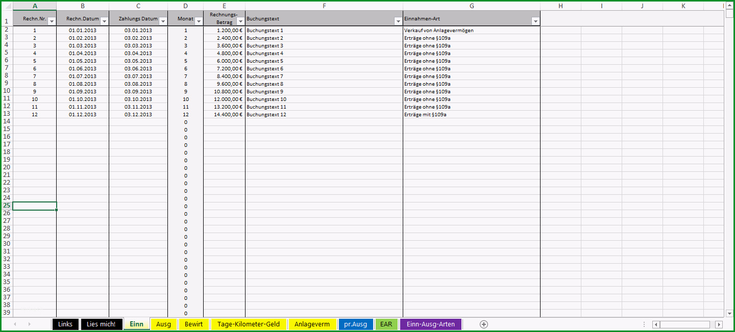 excel vorlage einnahmen ausgaben rechnung ear