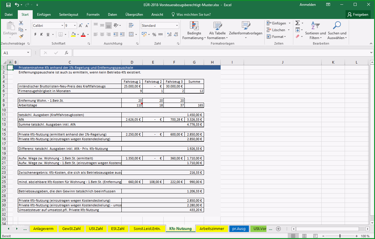 einnahmenueberschussrechnung vorlage excel openoffice