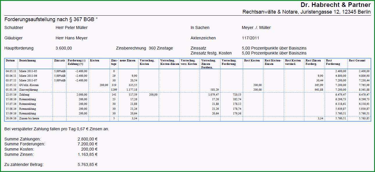 forderungsaufstellung excel vorlage kostbare forderungsaufstellung 367 software fur kanzleien und inkasso