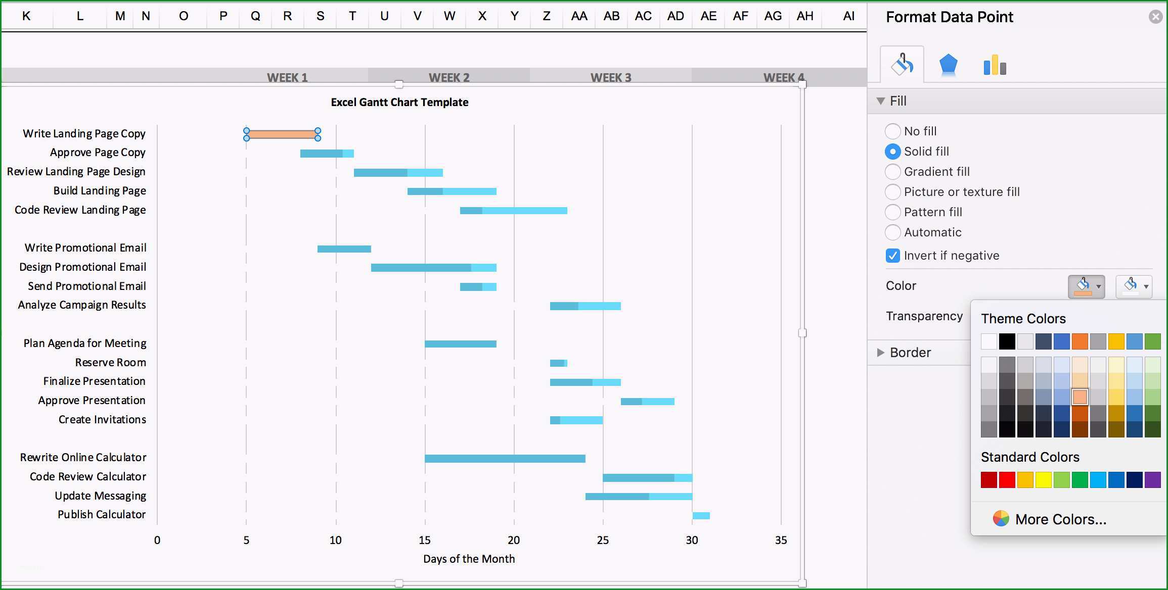 gantt chart excel vorlage