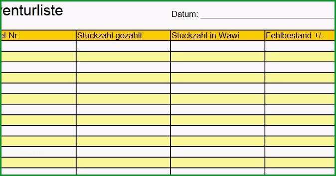 inventur vorlage excel kostenlos