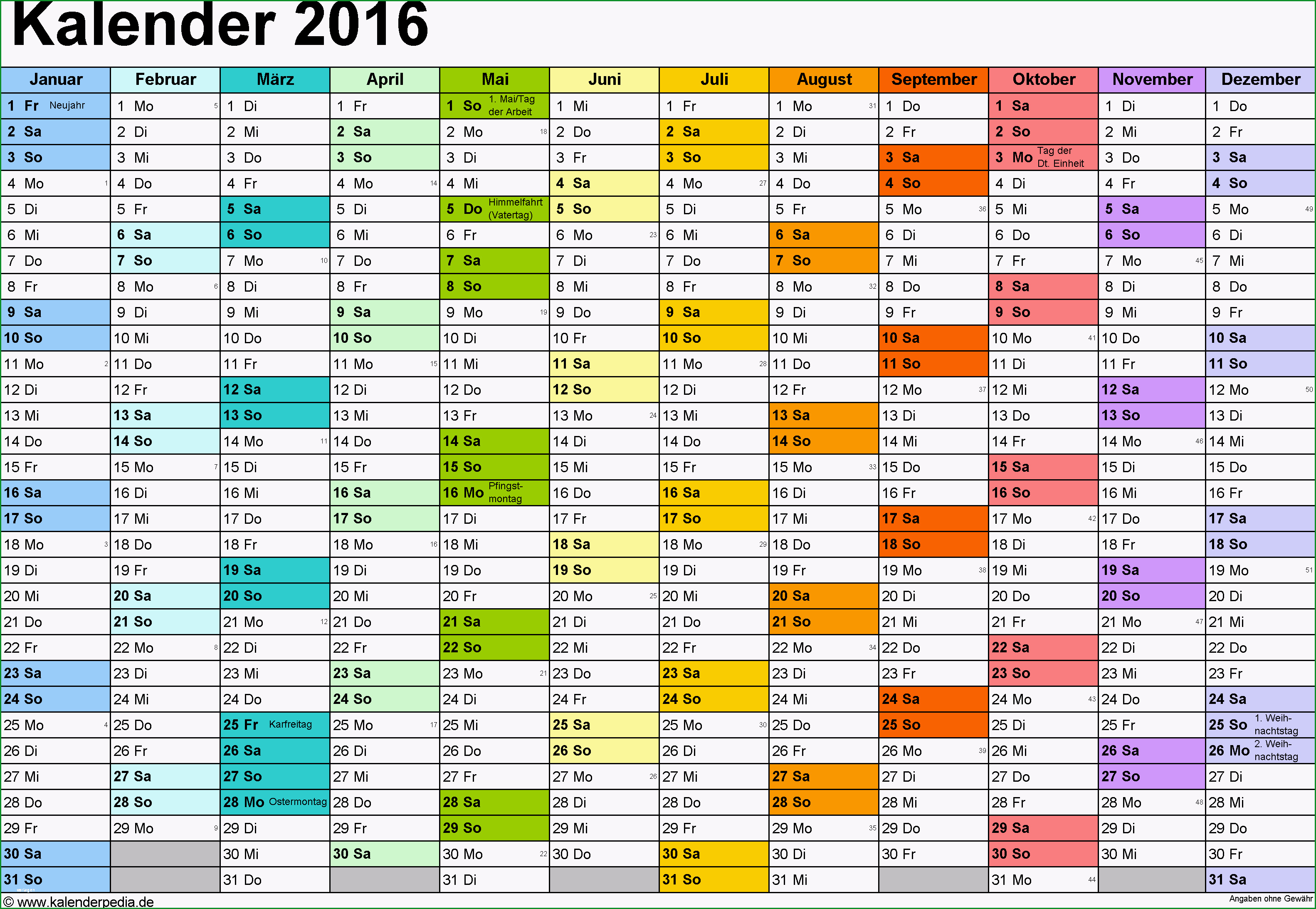 kalender 2016 excel vorlagen