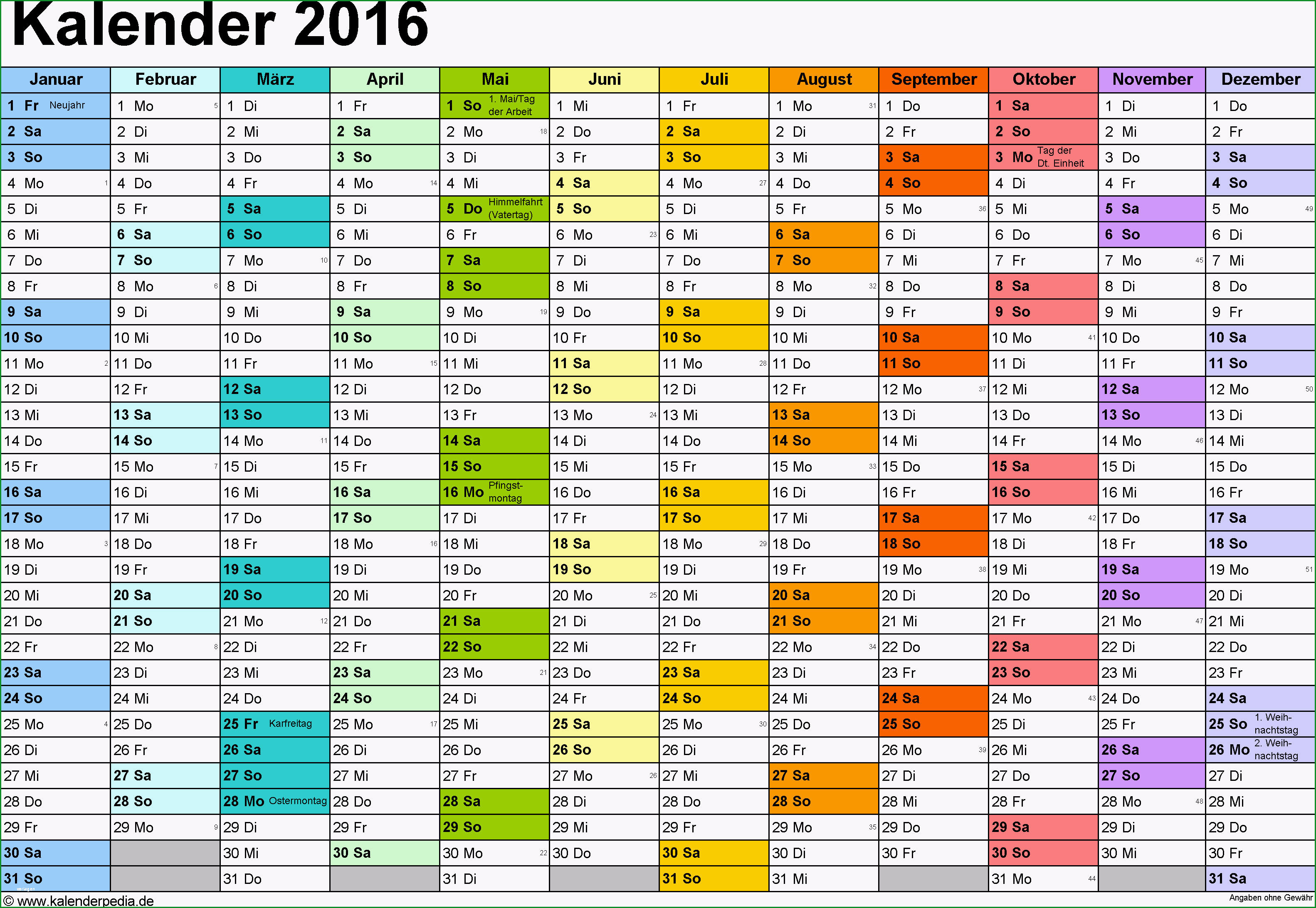 Atemberaubend Kalender 2016 In Excel Zum Ausdrucken 16 Vorlagen 