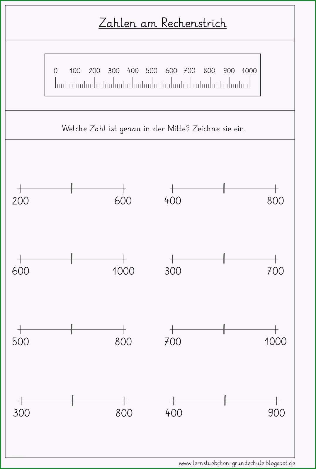 zahlen am zahlenstrahl arbeitsblatter 1