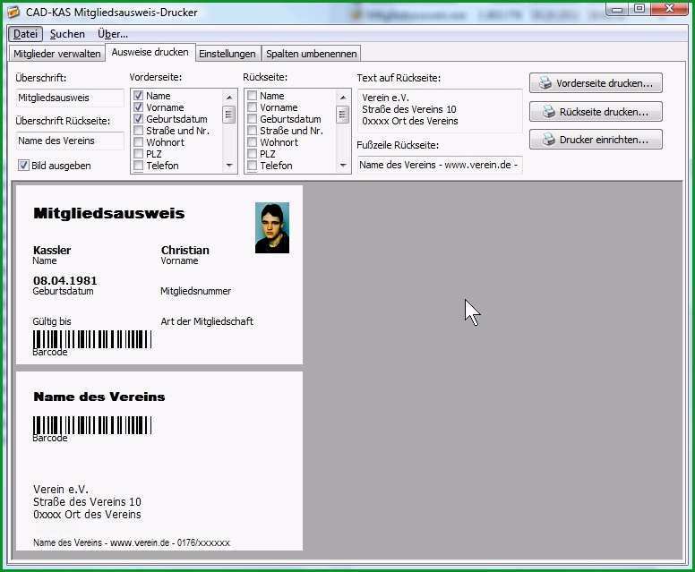 Atemberaubend Mitgliedsausweis Drucker