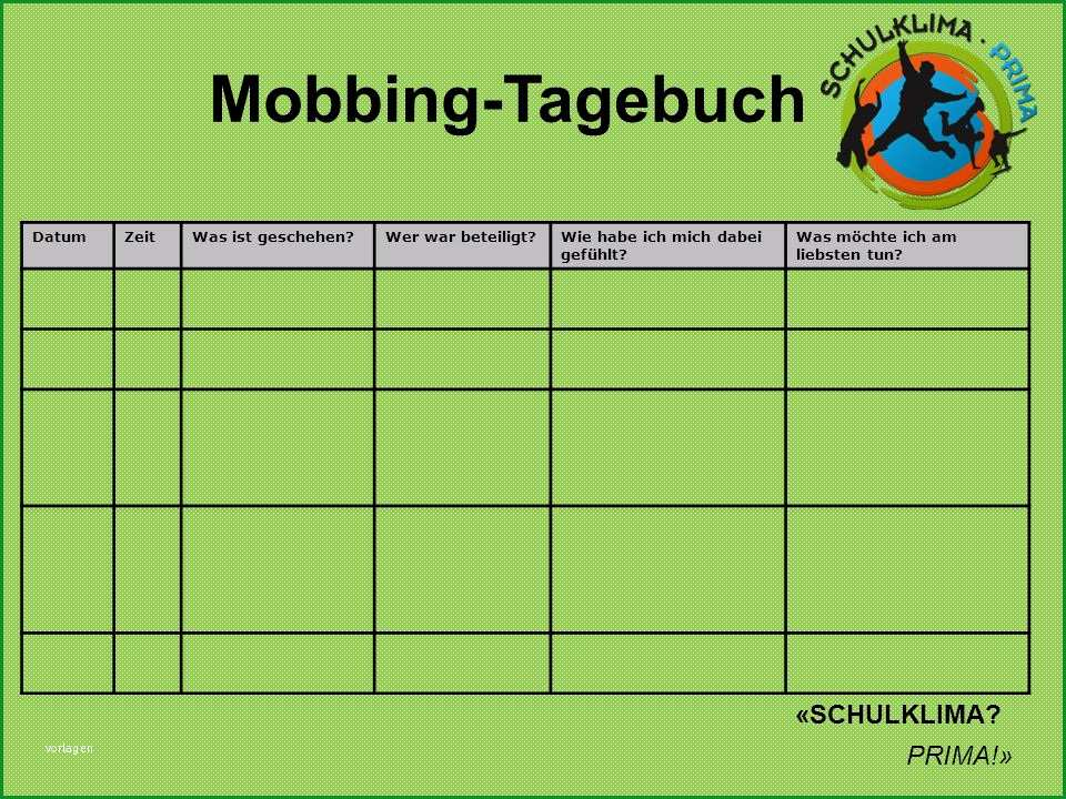 16 Phänomenal Mobbing Tagebuch Vorlage Nur Für Sie 2