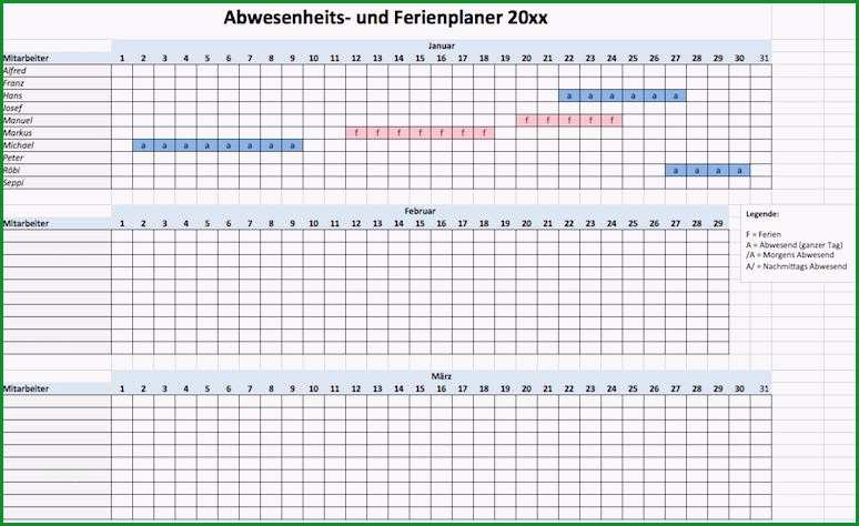 plantafel excel vorlage