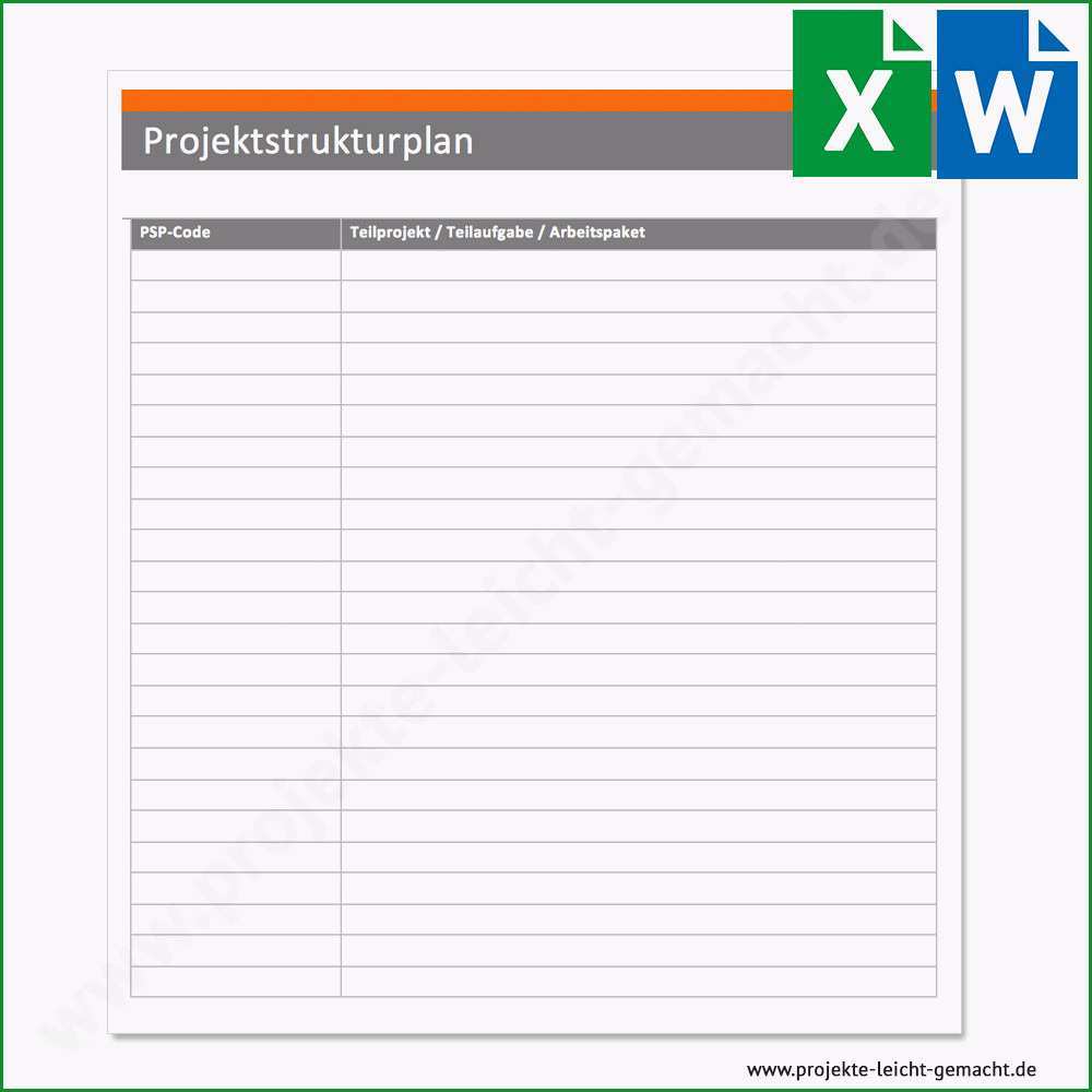 projektstrukturplan vorlage excel