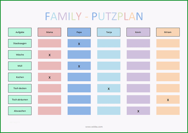 Atemberaubend Putzplan Vorlage Familie sonstiges Pinterest