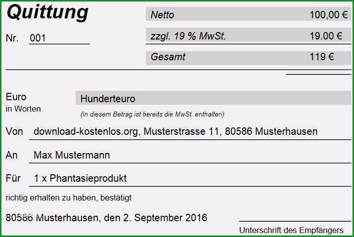 quittung ohne mwst vorlage hubsch quittungsvorlage kostenlos gratis fur word