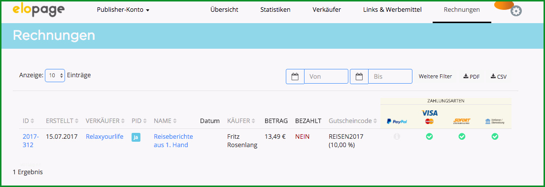 rechnung bereits bezahlt vorlage