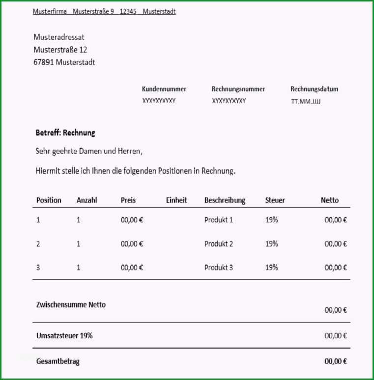 rechnung fuer freiberufler vorlage muster