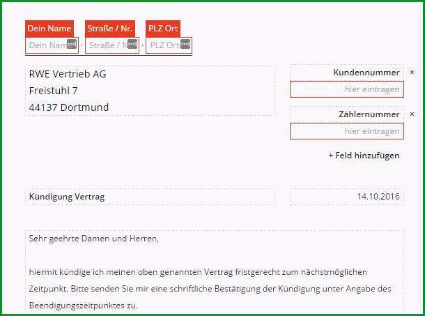 Atemberaubend Rwe Strom Kündigen Vorlage Download Chip