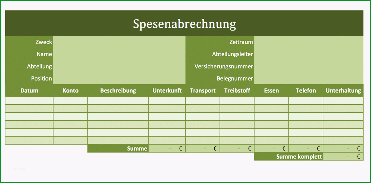 spesenabrechnung als excel vorlage