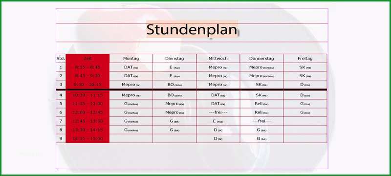 4883 stundenplan als vorlage