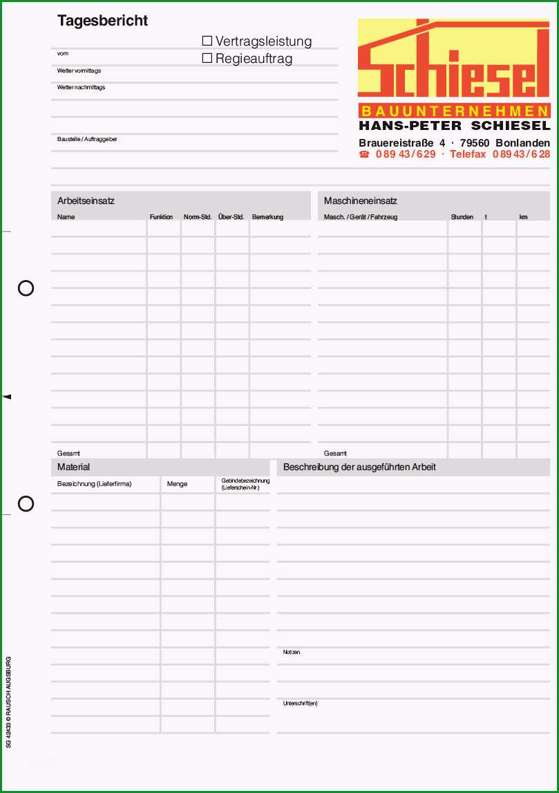 stundenzettel materialschein formulare mit durchschlag