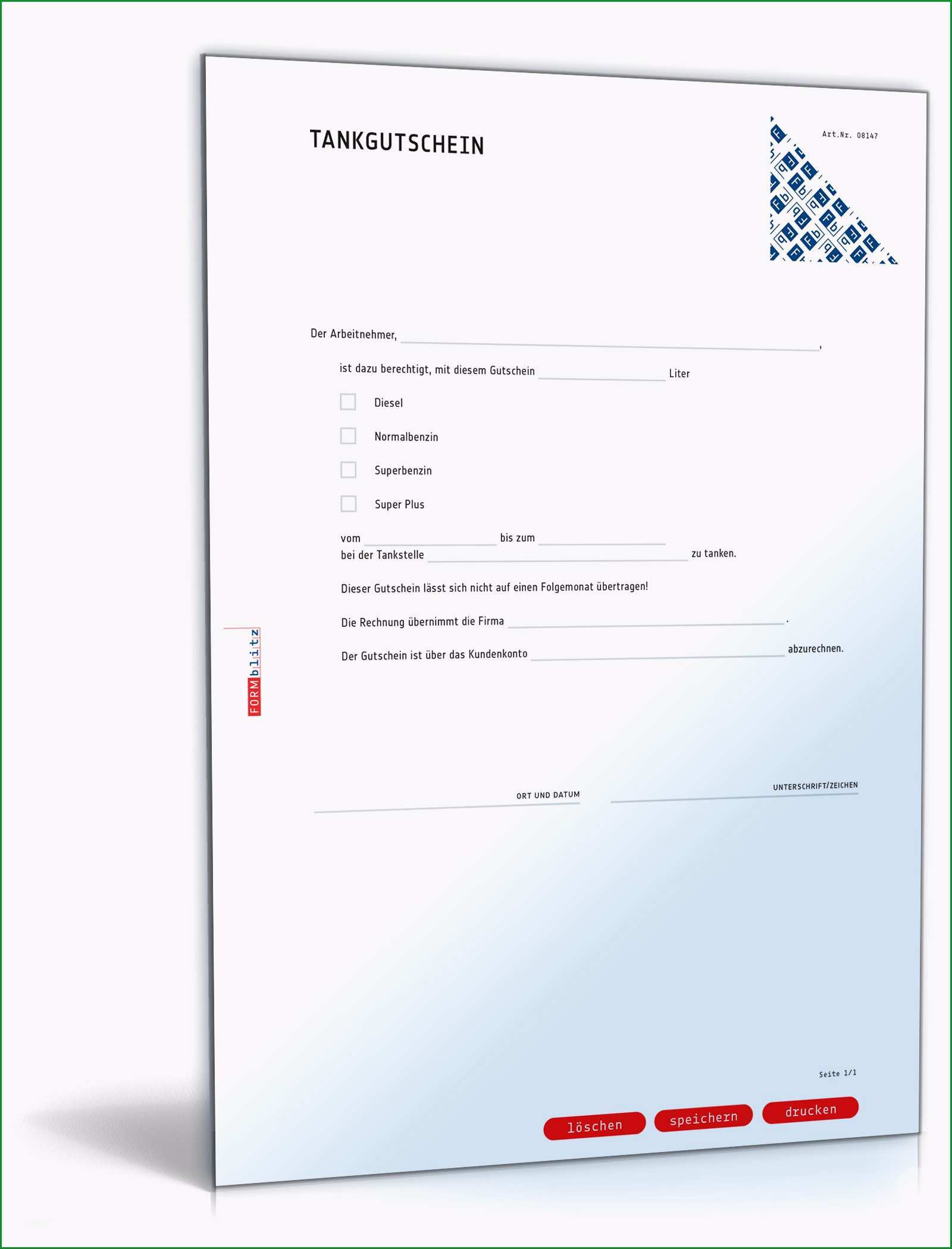 Atemberaubend Tankgutschein – Vorlage Zum Download