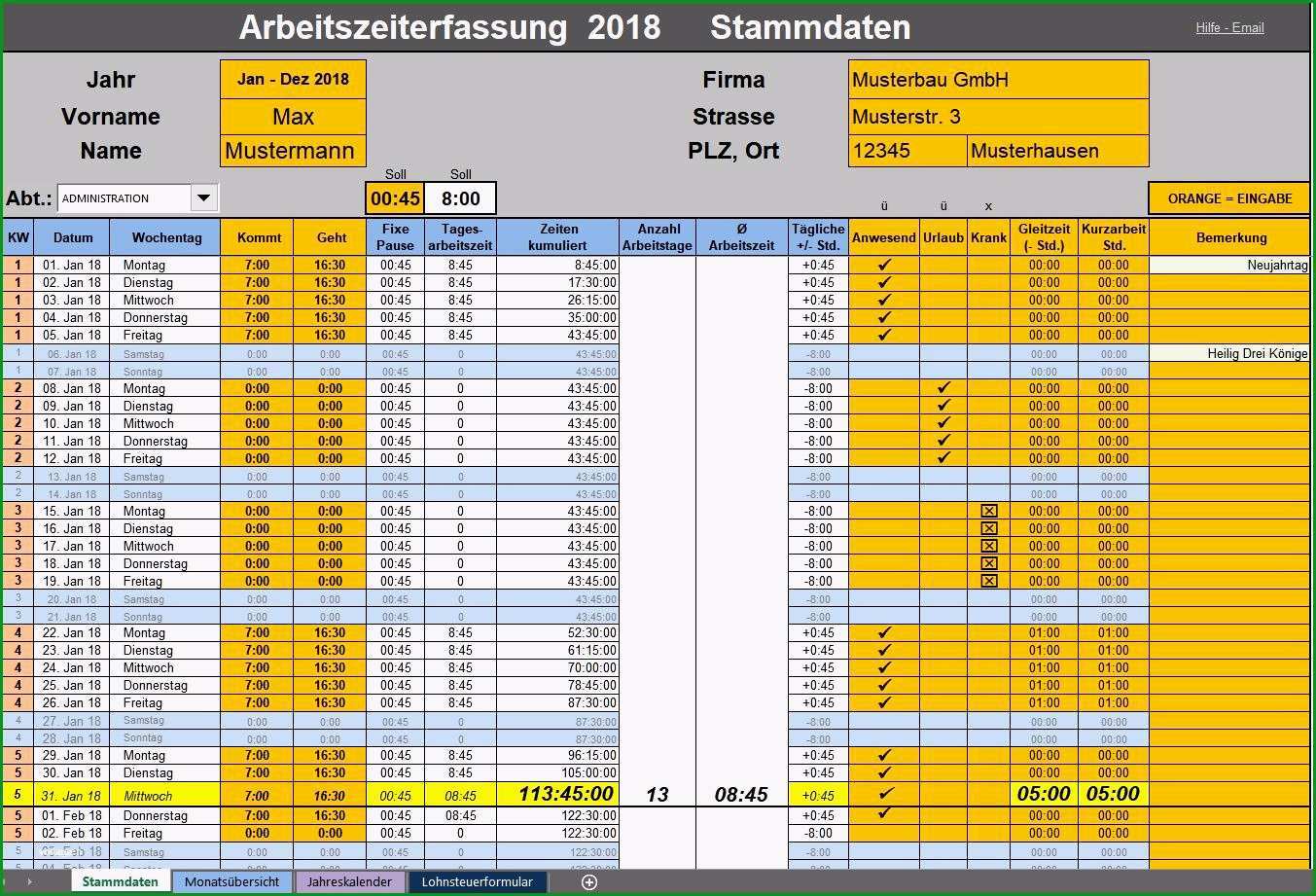 vorlage arbeitszeiterfassung kostenlos