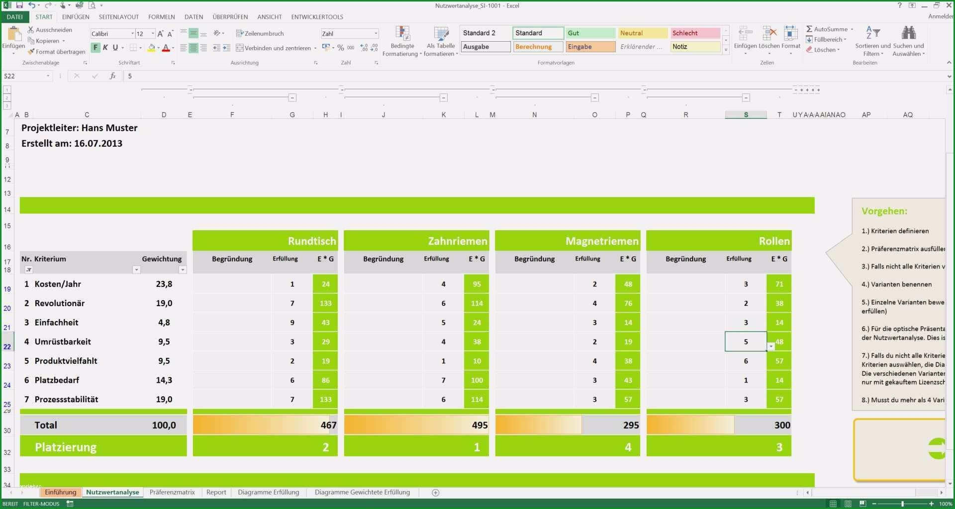 vorlage marktanalyse genial nutzwertanalyse excel vorlagen nwa praferenzmatrix