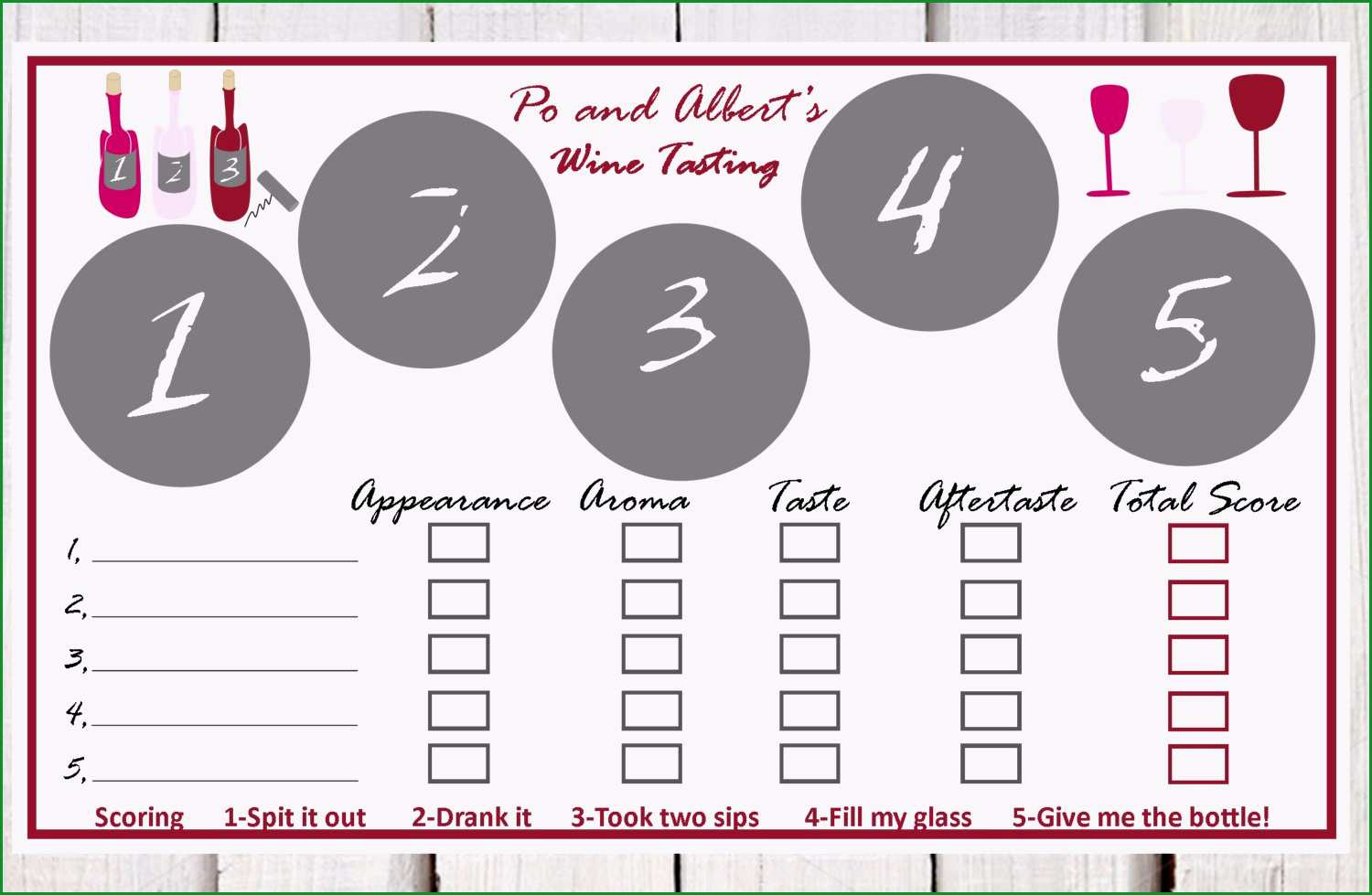 wine tasting place mats paper wine