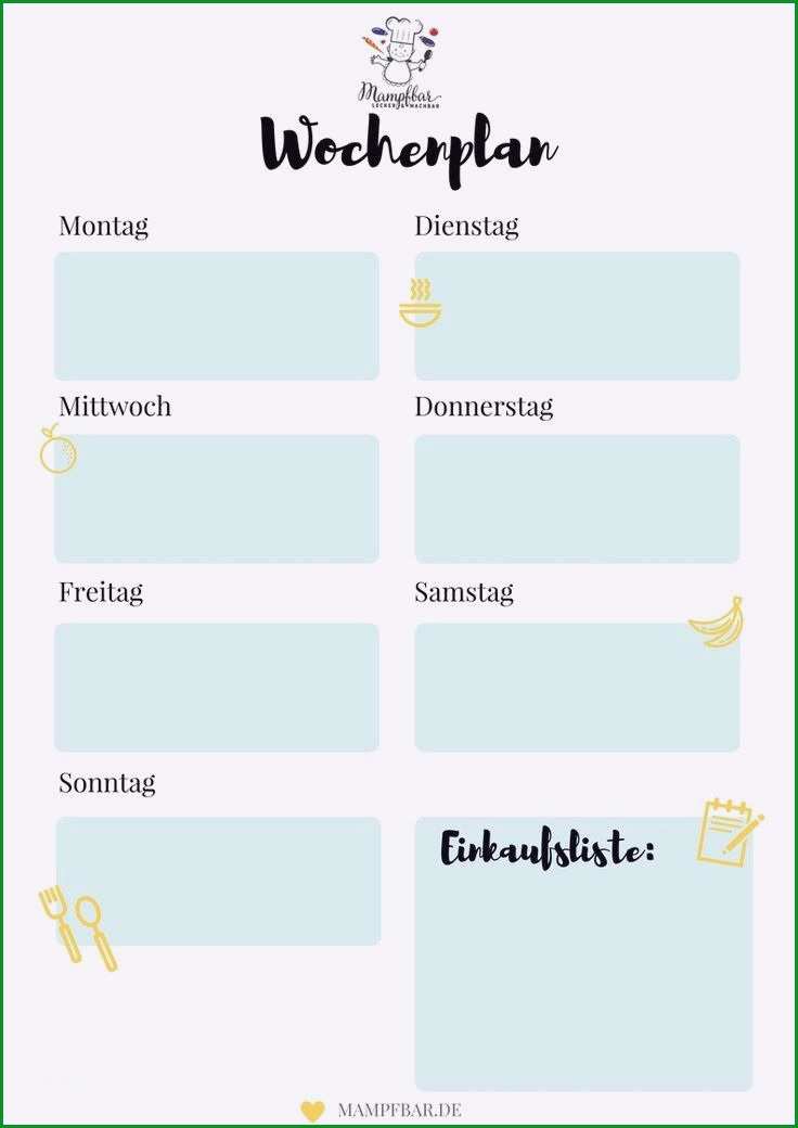 wochenplan essen vorlage