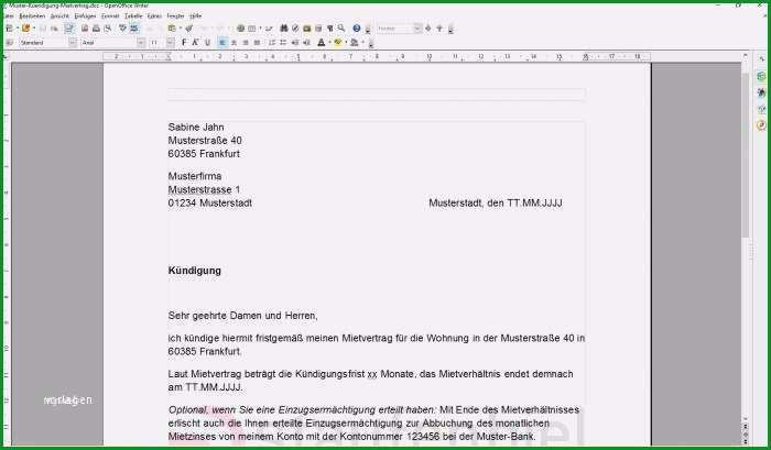 word vorlage kndigung beste kndigung mietvertrag vorlage kundigung wohnung vorlage word