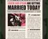 Atemberaubend Zeitung Hochzeit Einladung Design Vorlage