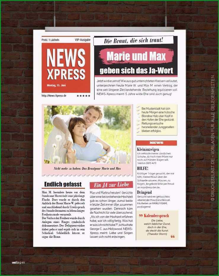 Atemberaubend Zeitung Vorlage Indesign Inspiration T Hochzeitszeitung