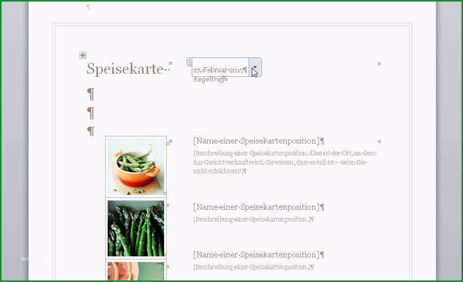 14 speisekarte word vorlage