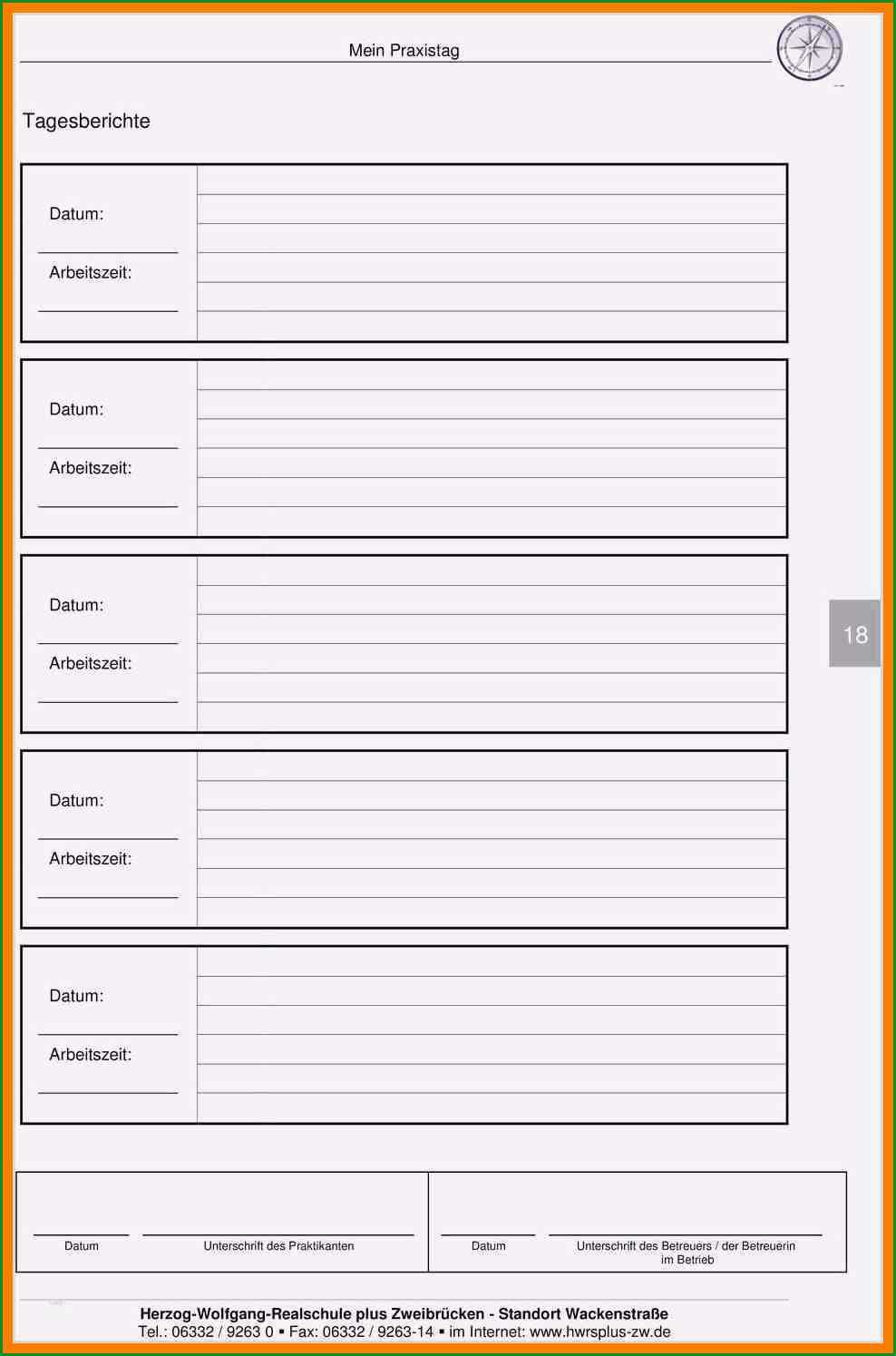15 tagesbericht praktikum vorlage zum ausdrucken