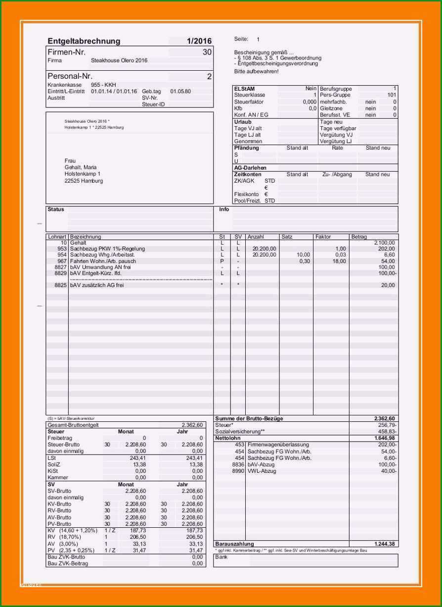 8 lohnabrechnung muster 2016