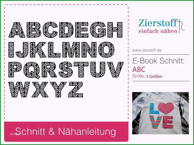 alphabet abc fuer applikationen auf taschen shirts etc