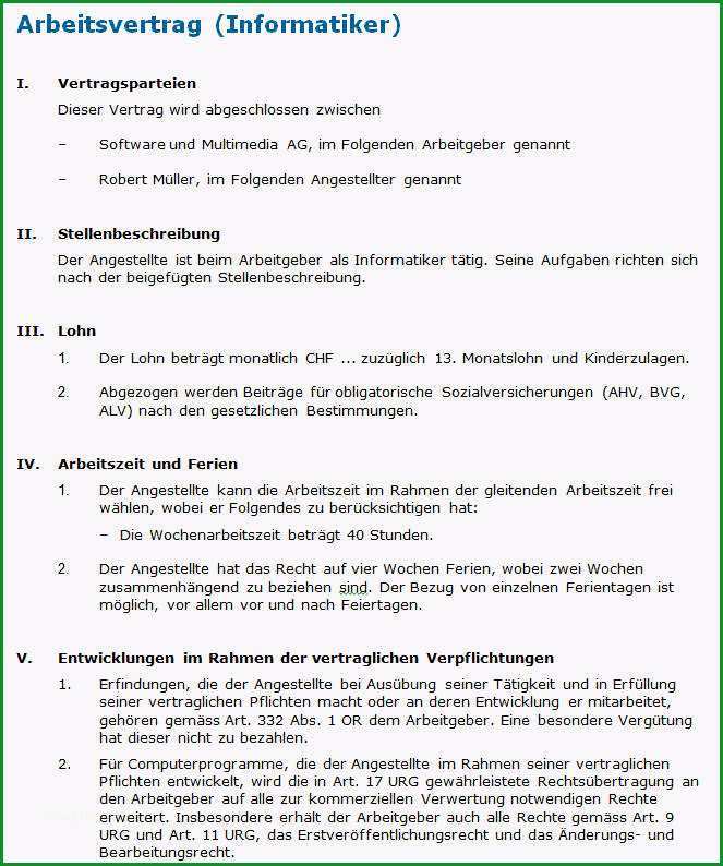 104 Arbeitsvertrag Informatiker