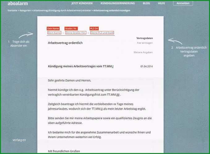 arbeitsvertrag kuendigen vorlage