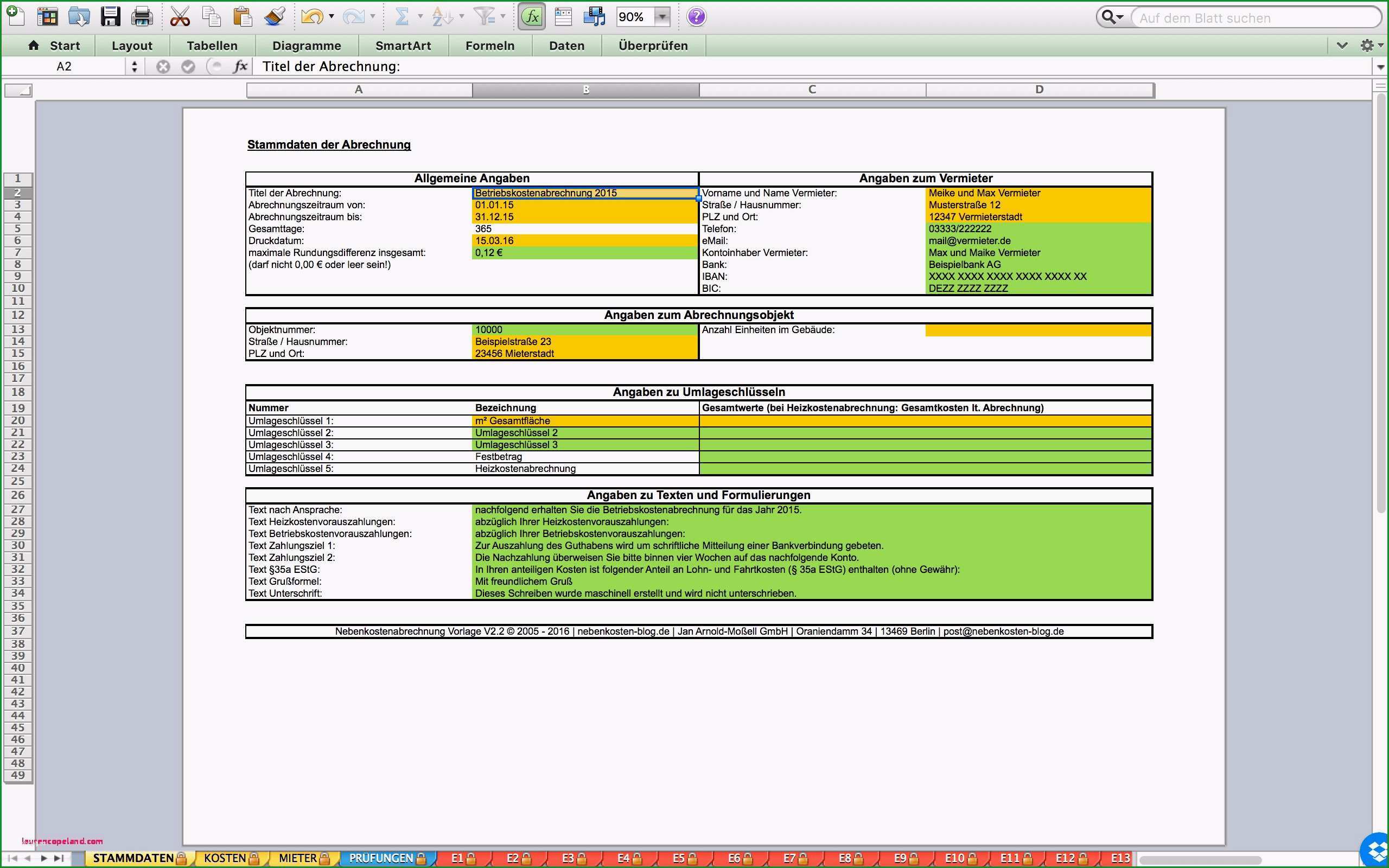 betriebskostenabrechnung excel