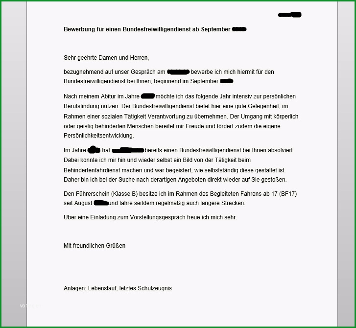 bundesfreiwilligen nst bewerbung